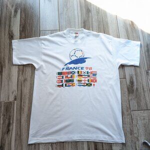 Rare Vintage 1998 France World Cup tee Size XL Single Stitch 100% Heavy Cotton M